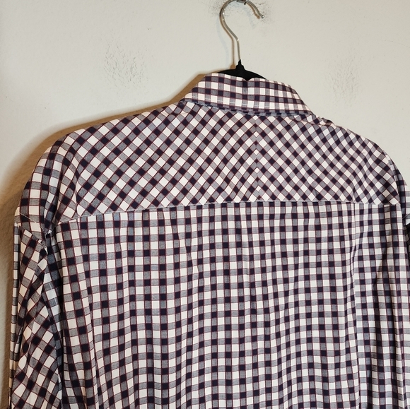 Johnston & Murphy Flip Cuff Long Sleeve Button Up Shirt Red White Blue Plaid XL - Picture 10 of 16